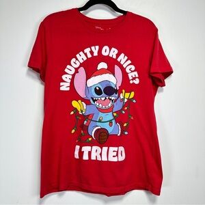 Disney Lilo & Stitch Christmas Tee | Naughty or Nice Graphic Holiday T-Shirt